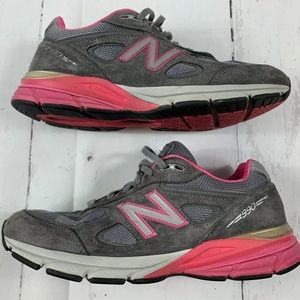 Women New Balance 990v4 Running Shoe Gray/Pink Size 10 Made in USA
